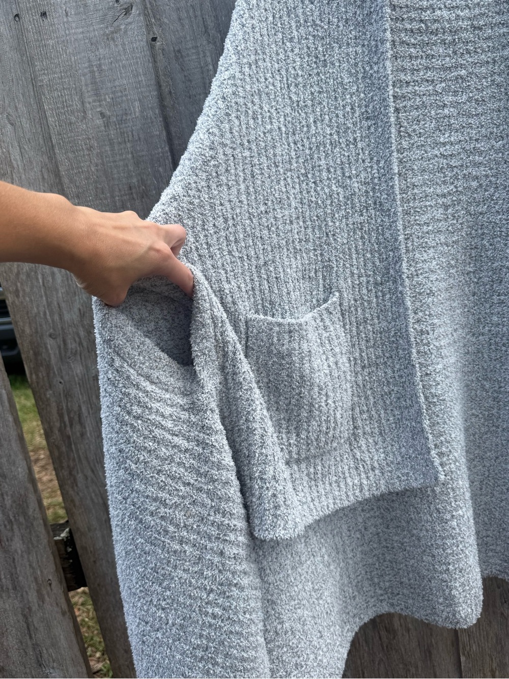 Softies Cozy Hooded Bouclé Wrap Cardigan Poncho Gray One Size NWOT - Picture 2 of 6